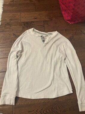 Airwalk Men's Long Sleeve Waffle Henley Tee in Off-White